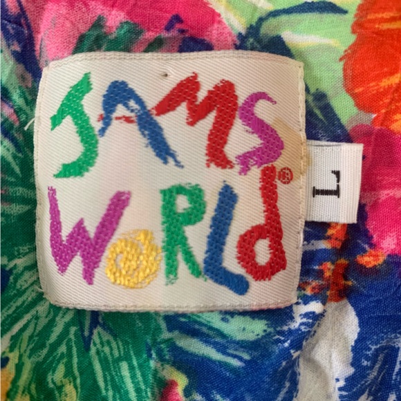 VTG & RARE Jams World AOP colorful button down top womens large unisex men - Picture 4 of 9